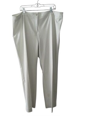 Laura Plus Women Cream and Black Pinstripe Wide Leg Contour Waist Pant Size 20